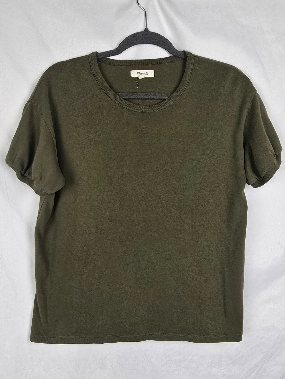 Madewell Supima Cotton Bubble Sleeve Tee Kale Green Minimalist Comfy sz M